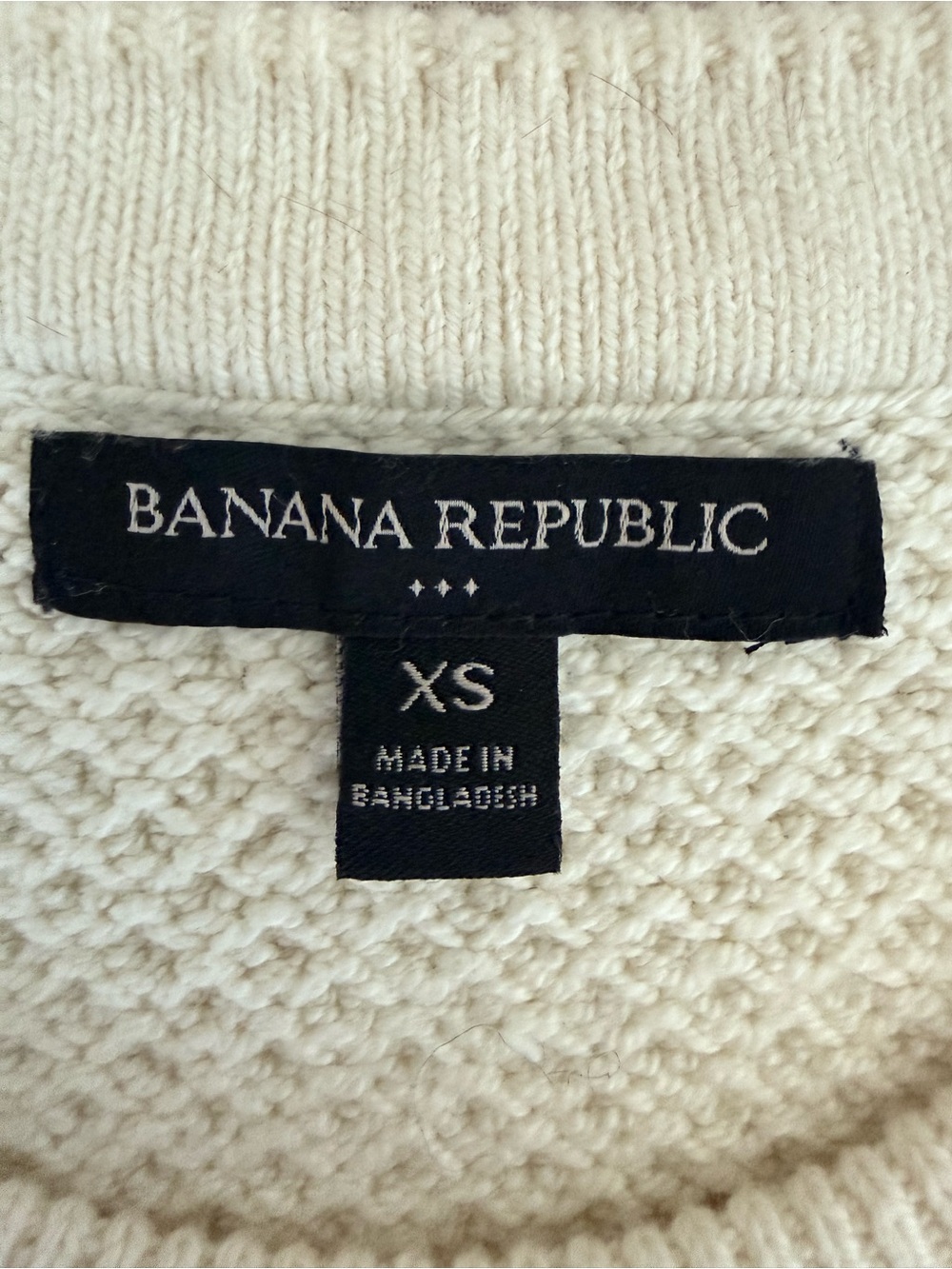 Banana Republic Oversized Textured Knit Sweater Ivory Cotton Blend Short Sleeve - Picture 3 of 12